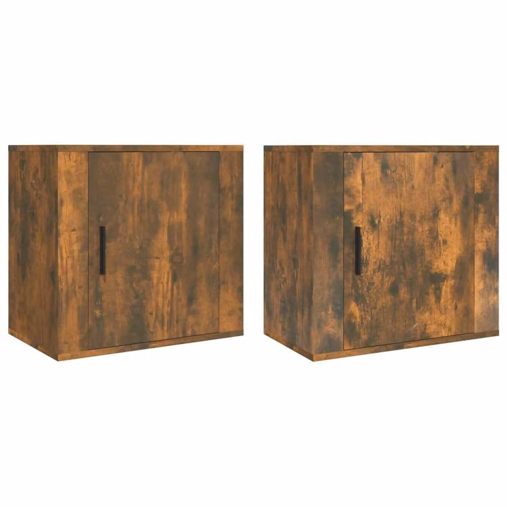 Berkfield Home Elegant Wall-mounted Bedside Cabinets, 2 Piece Set, Smoked Oak Brown, W: 50 cm, D: 30 cm, H: 47 cm – 1