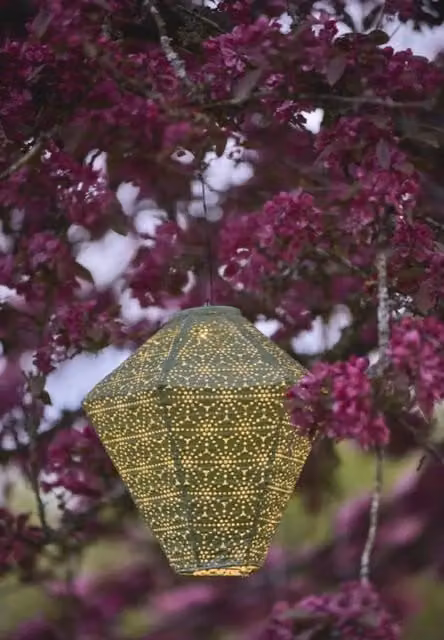 Garden Greatness Solar Diamond Lantern in Gold and Multicolour