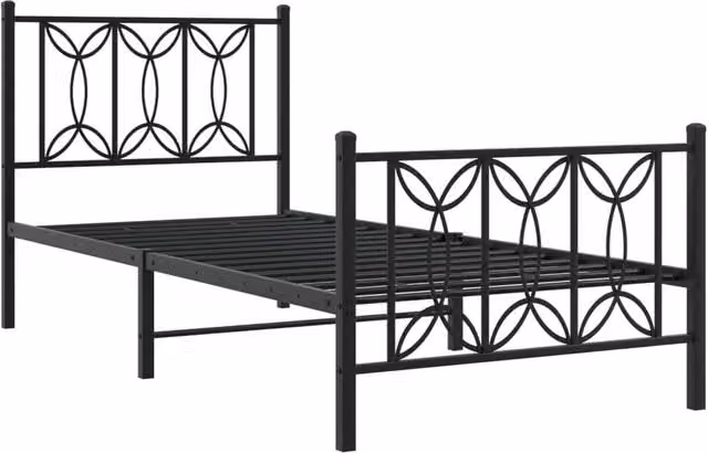 Berkfield Home Metal Bed Frame with Footboard, Black, W/D/H: 75 x 190 x 90 cm – 1