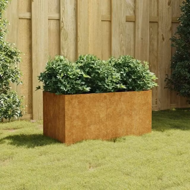 Berkfield Home Brown Corten Steel Planter Tub, W/D/H: 80 x 40 x 40 cm
