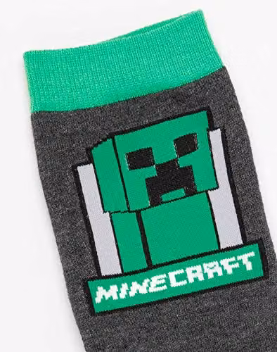 Minecraft Creeper Face Mug and Socks Gift Set for Kids in Green and Grey – 4