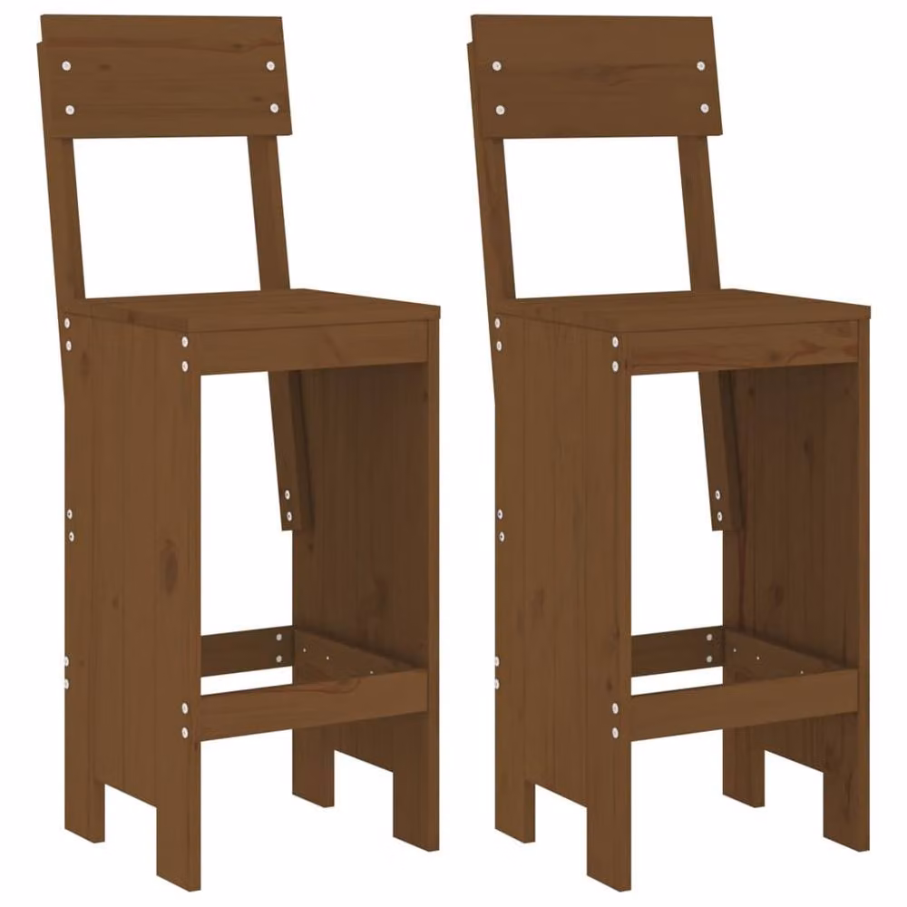 Berkfield Home Beautiful Bar Stools, Set of 2, Honey Brown Solid Pine Wood, W/D/H: 40 x 48.5 x 115.5 cm – 3