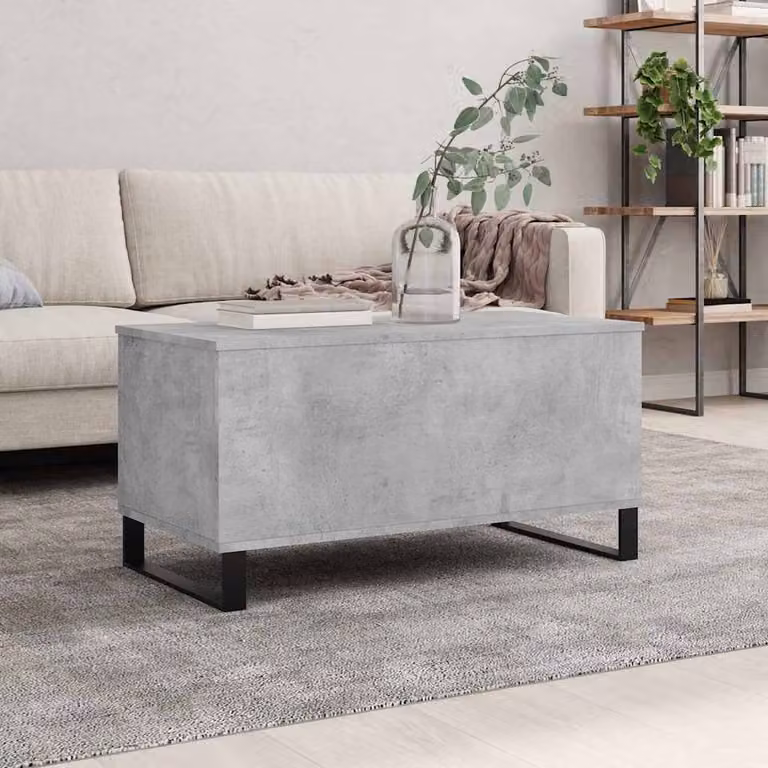 Berkfield Home Modern Rectangular Coffee Table in Grey with Lift Mechanism, W/D/H: 90 x 44.5 x 45 cm