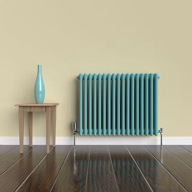 Lux Heat Horizontal 3 Column Steel Radiator in Light Aqua Green, W: 78.5 cm, H: 60 cm