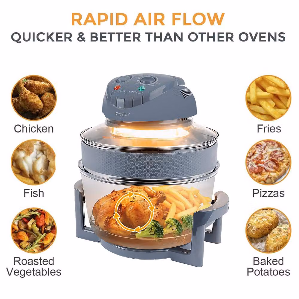 Crystals 17L Halogen Convection Oven and Air Fryer with Extender Ring, 1400W, Grey – 3