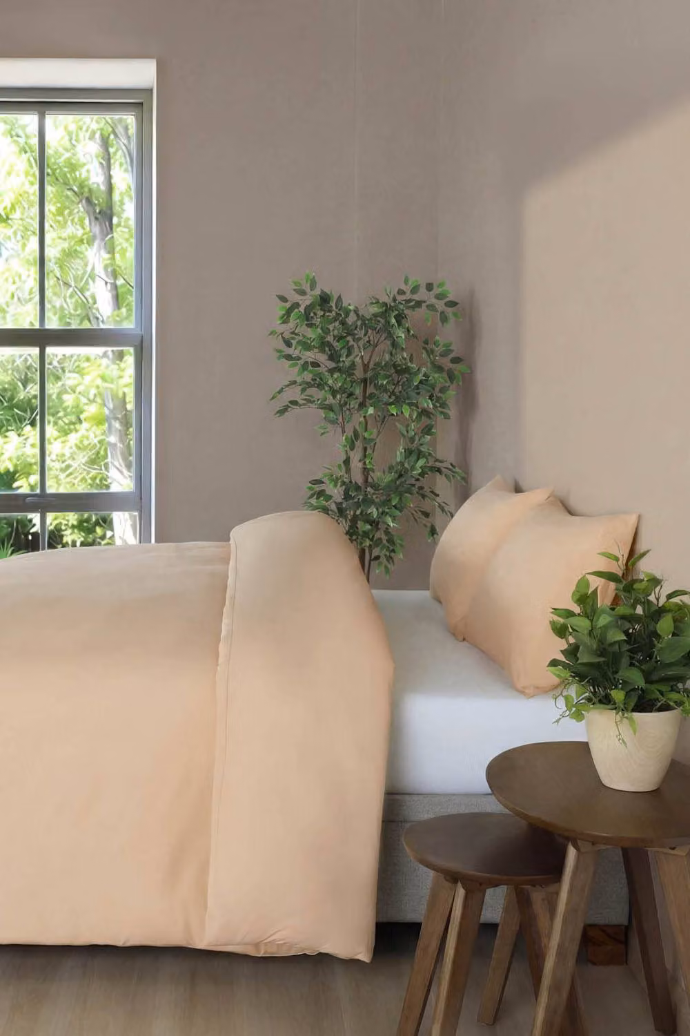Martex Everyday Luxury Cotton Percale Duvet Cover and Pillowcase Set, Beige, W: 180 cm x L: 200 cm – 2