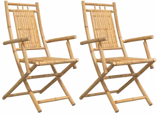 Berkfield Home Set of 2 Brown Bamboo Folding Garden Chairs, W/D/H: 53 x 66 x 99 cm – 1