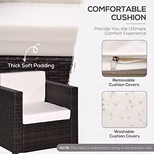 Outsunny Brown Rattan Garden Armchair with Cushions – 5