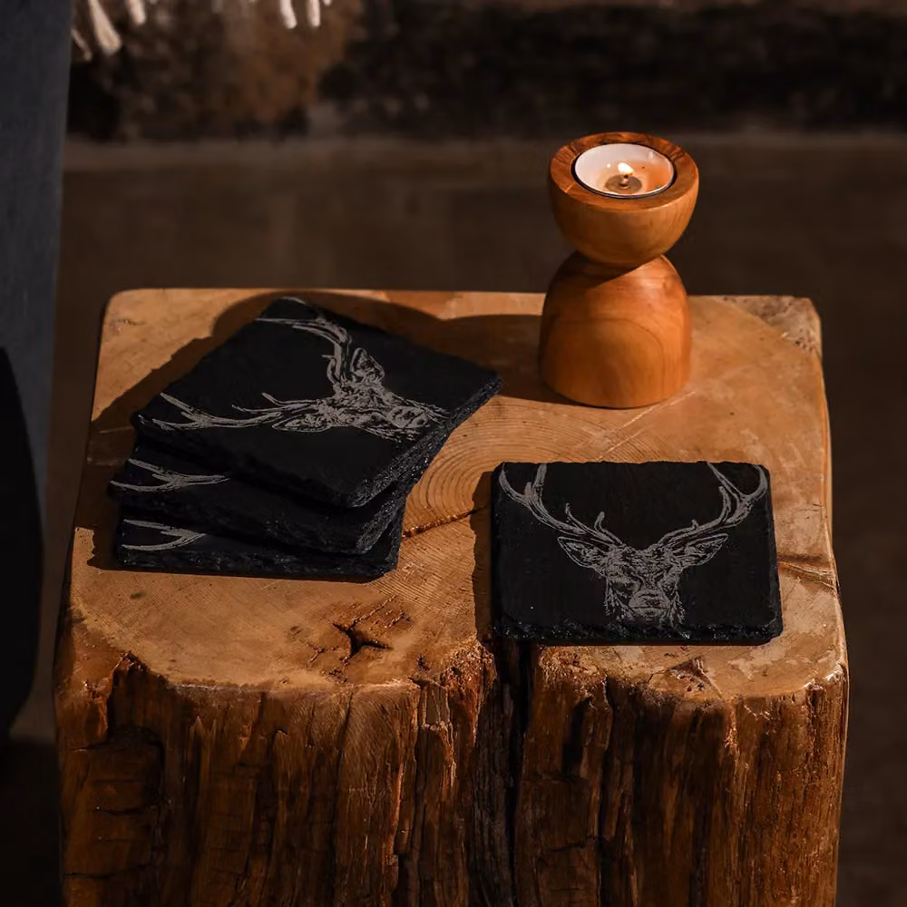Selbrae House Set of 4 Square Slate Coasters in Grey – 2