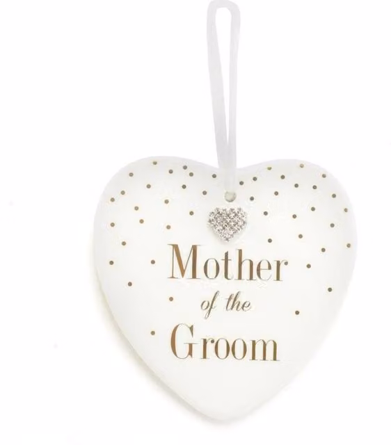 KDMD Mother of the Groom Mad Dots Heart Hanging Pendant Decorations, 2 Pack, White