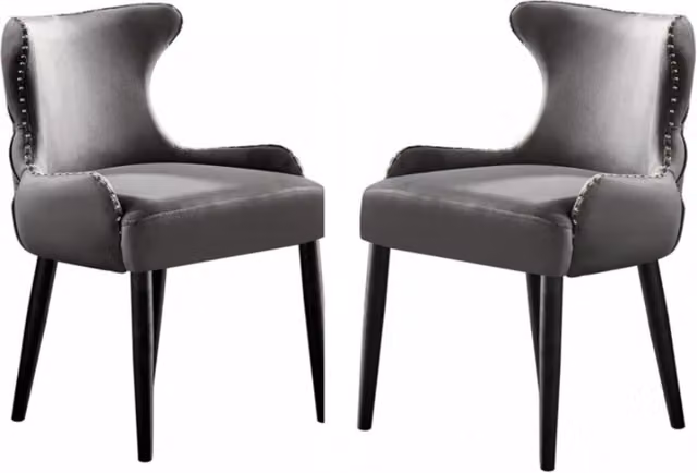 Life Interiors Oxford LUX Velvet Dining Chairs, Set of 2, Grey