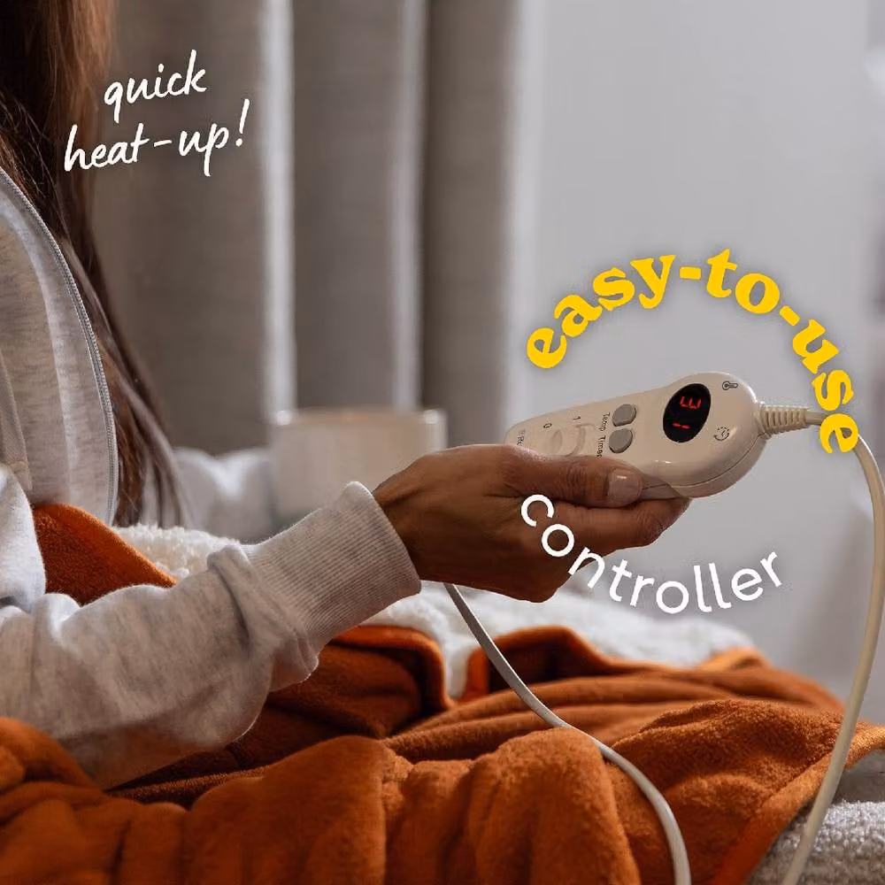 Russell Hobbs Orange Sherpa and Microfleece Electric Heated Throw, W/D/H: 180 x 130 cm – 4