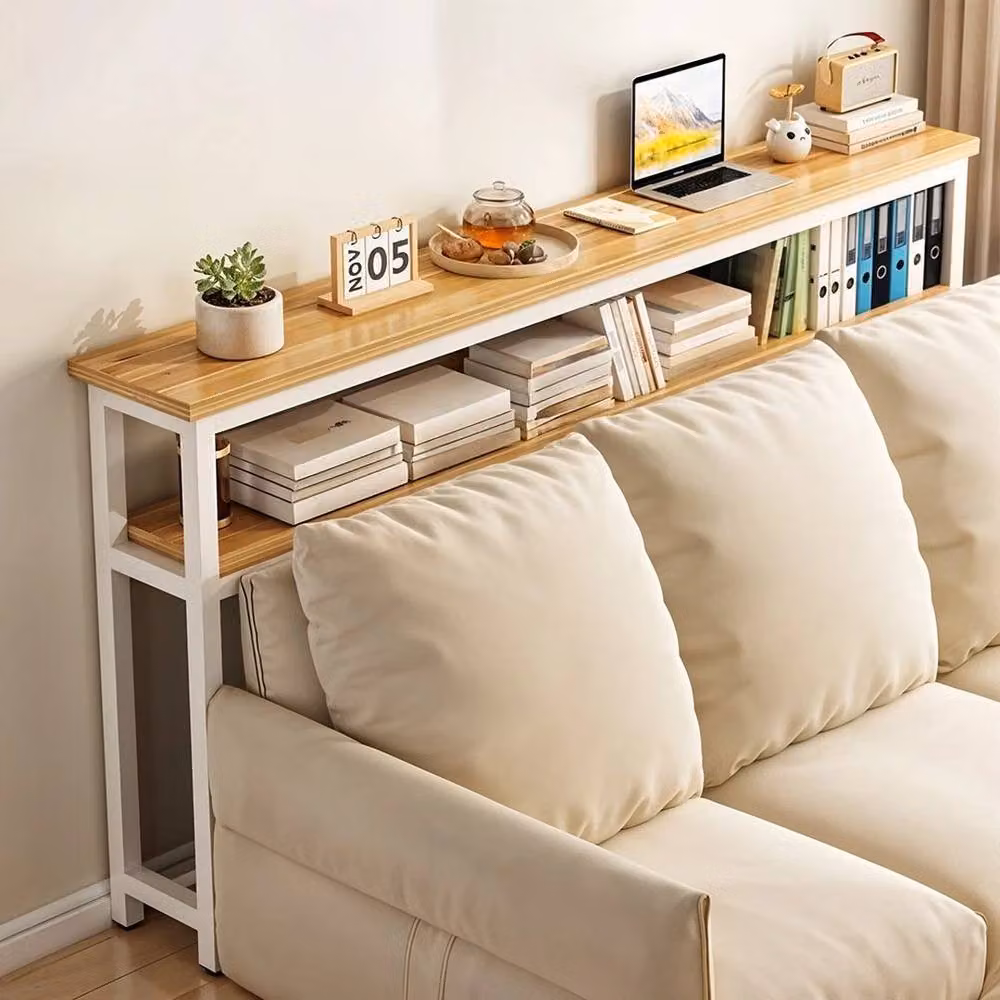 KORVIXA Modern Slim Wooden Top Console Table in Brown, Width: 100 cm – 3