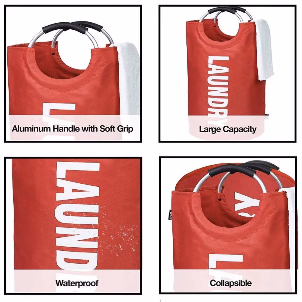 NESTLUNE Red Foldable Fabric Laundry Basket, 90L Capacity – 3