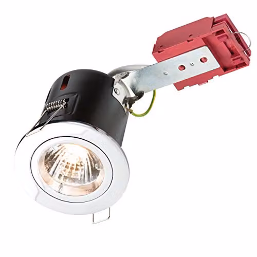 Netlighting Fixed GU10 IC Fire-Rated Recessed Downlight in Chrome and Grey Metal, 50W, 230V