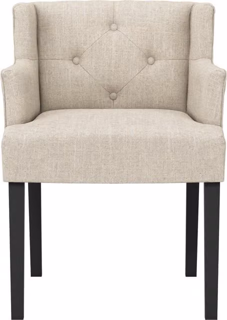 Lemon Pavilion Furniture Shay Winged Indoor Dining Chair with Arms in Beige Linen Blend and Rubberwood