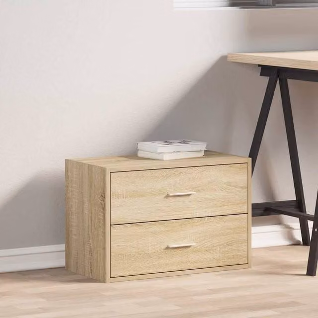 Berkfield Home Durable 2-Drawer Cabinet in Sonoma Oak and Beige, W/D/H: 60 x 31 x 40 cm – 1