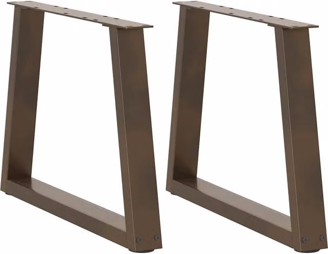 Berkfield Home V-Shape Dining Table Legs, 2 Pieces, Brown Steel, H: 70 cm, W: 42-43.3 cm