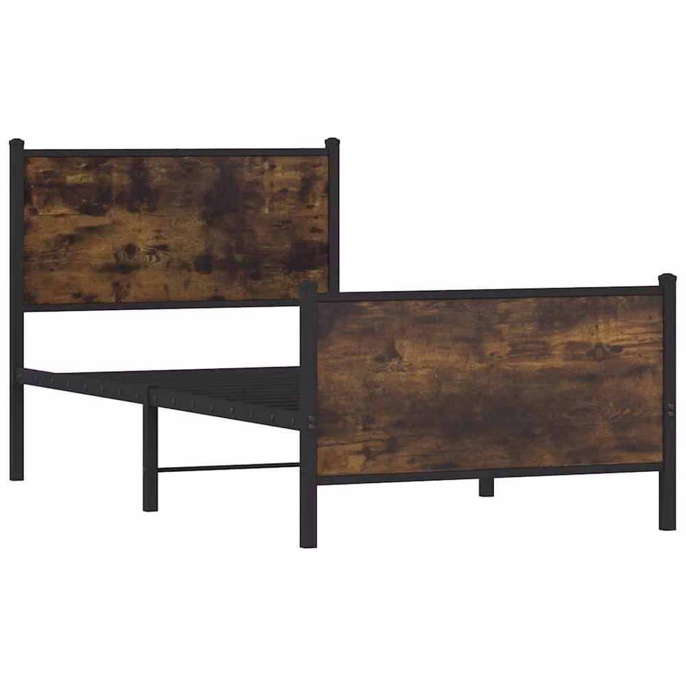 Berkfield Home Metal Bed Frame in Smoked Oak Brown, W: 80 cm, L: 200 cm – 3