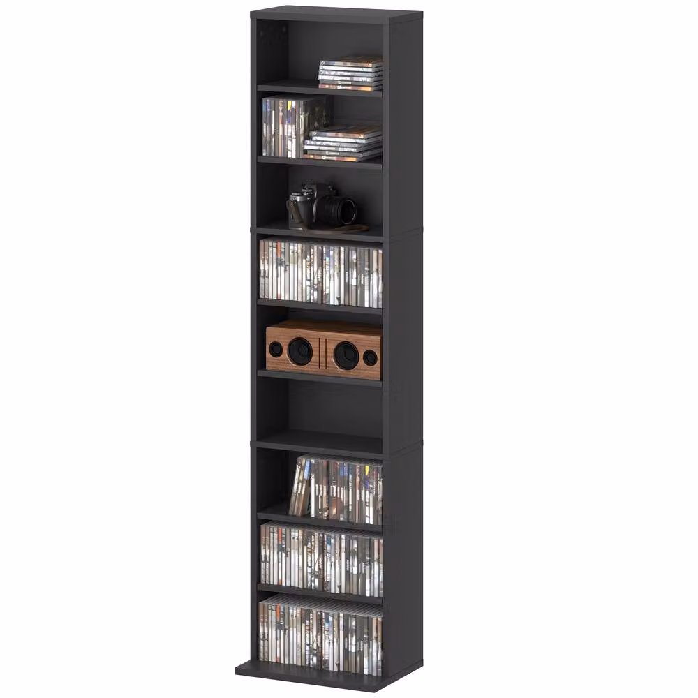 STILVORA Modern Media Storage Unit in Black with Adjustable Shelves and Media Compartments – 5