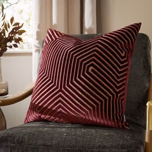Paoletti Evoke Red Velvet Square Cushion, W/D/H: 45 x 45 x 45 cm – 4
