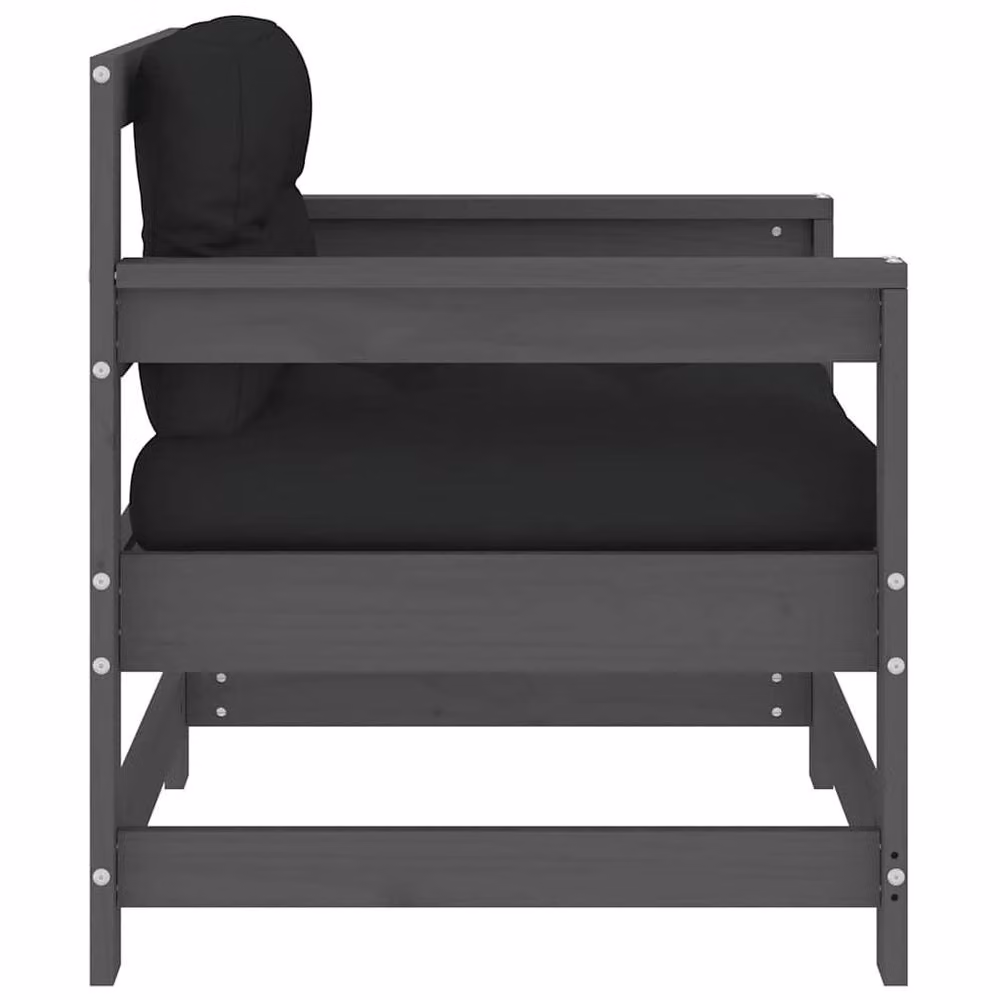 Berkfield Home Beautiful Set of 2 Grey Solid Pine Garden Chairs with Fabric Cushions – 5