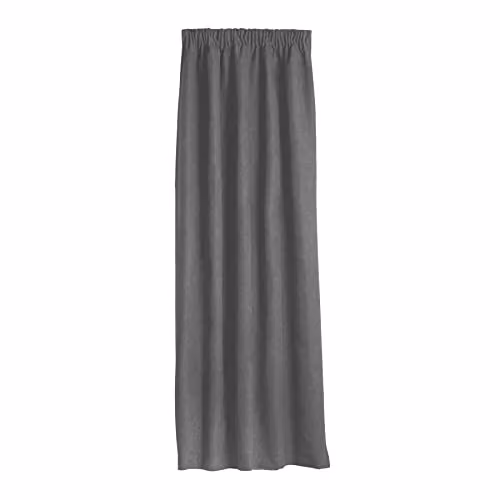 Luxury Living Grey Velvet Chenille Pencil Pleat Blackout Door Curtain, W: 56 cm, H: 84 cm – 4