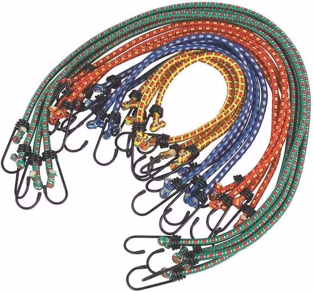 NESTLUNE 12-Piece Heavy Duty Bungee Cord Strap Set with Hooks in Multicolour, W/L: 1000 x 52 cm
