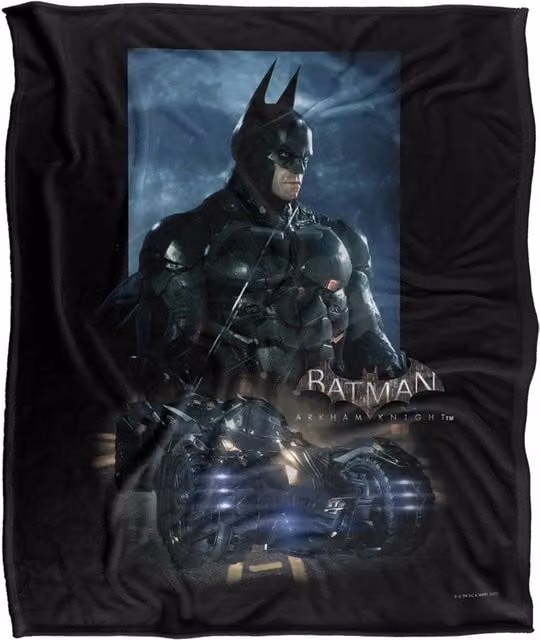 Warner Brothers Batman Arkham Knight Batmobile Silky Touch Super Soft Throw Blanket, White, W x D: 152.4 x 127.0 cm