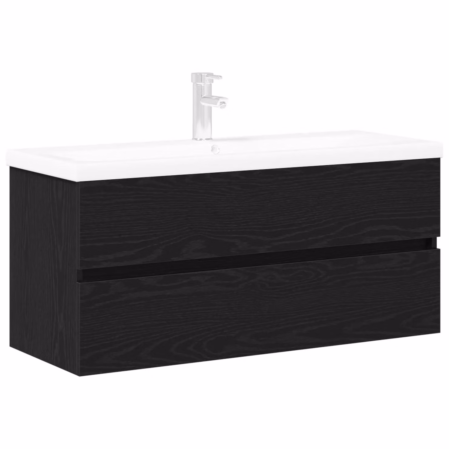 Berkfield Home Sink Cabinet with Built-in Basin in Black Oak Matt Engineered Wood – 2