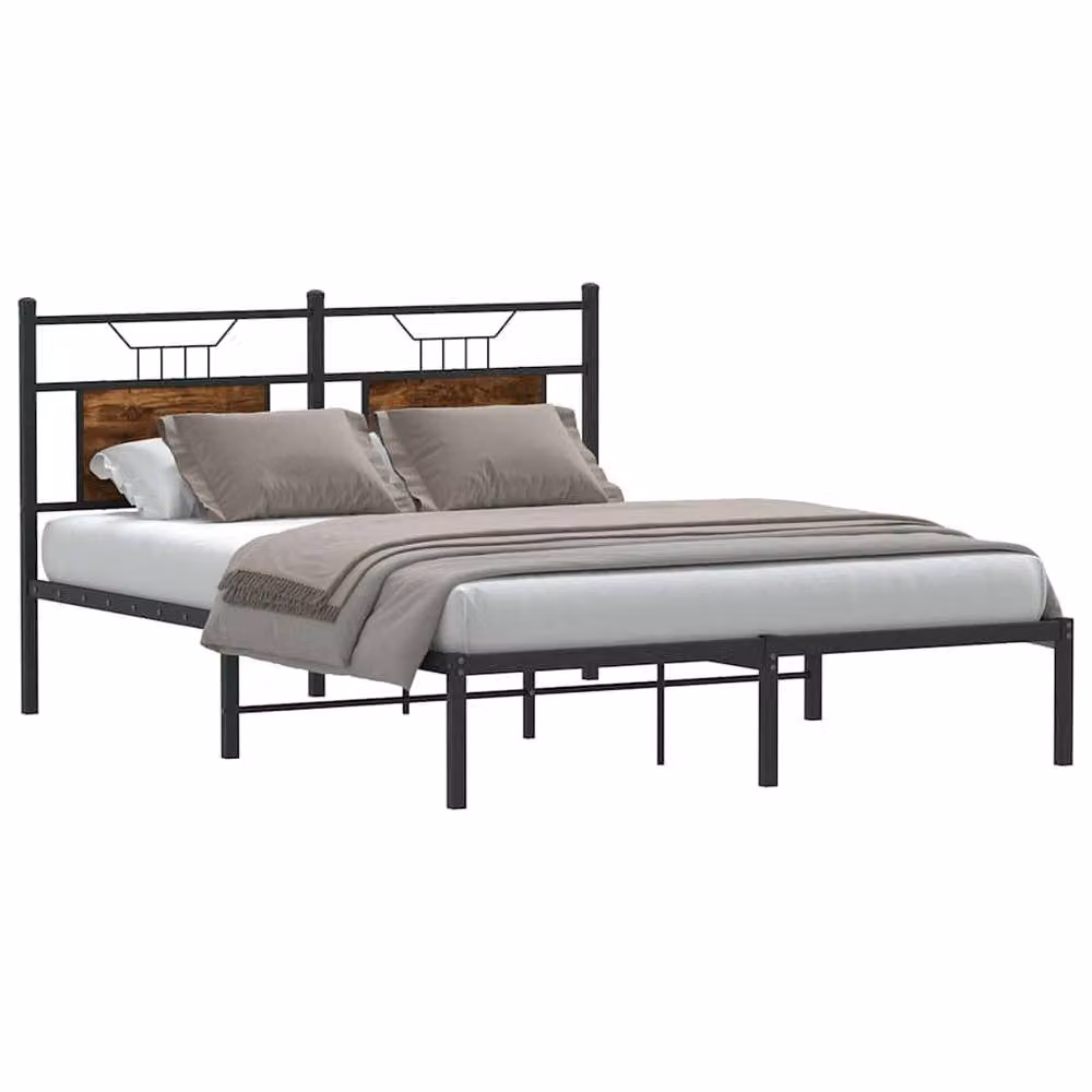 Berkfield Home Smoked Oak Bed Frame in Brown, W/D/H: 140 x 200 cm – 2