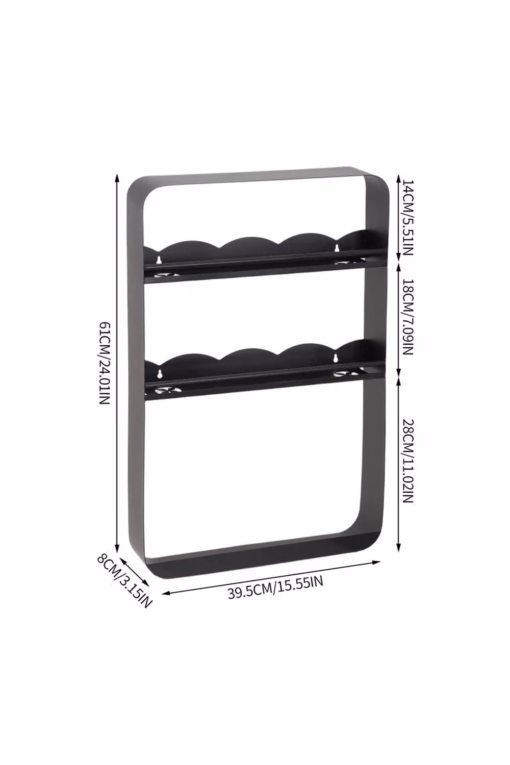 Living and Home 3-tier Wall-Mounted Metal Spice Rack and Kitchen Organiser in Matt Black – 6