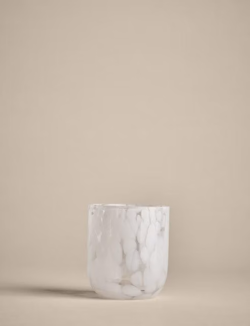 M&S Set of 2 White Speckled Glass Tumblers