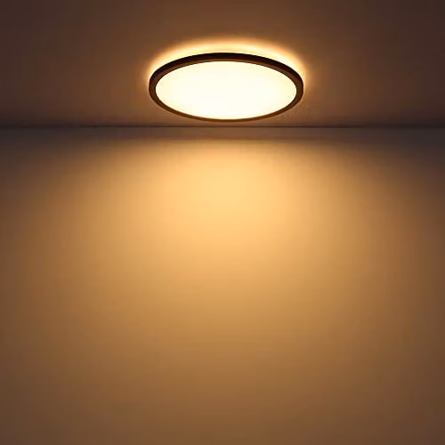 Netlighting Sapana Round LED Flush Ceiling Light, Black or White, IP44, 3000K Warm White, Diameter: 42 cm – 4