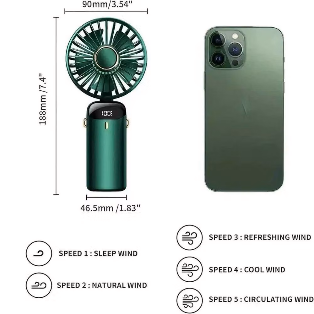 FLAVORA Green Mini Rechargeable Portable Handheld Fan – 2