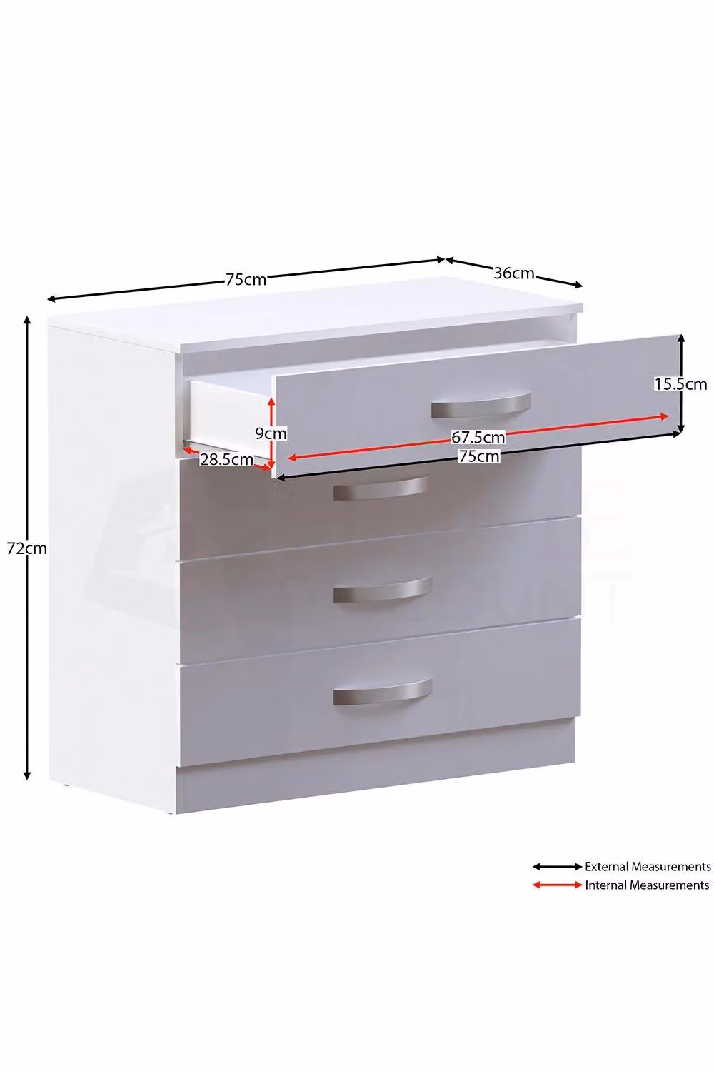 Vida Designs Hulio 4 Drawer Chest of Drawers in White – 2