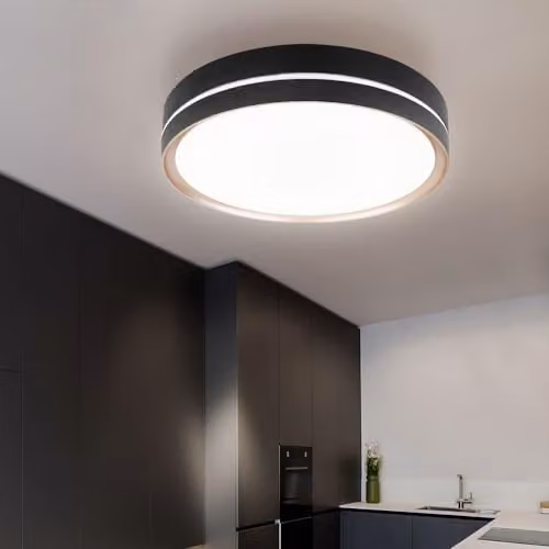 Netlighting Manni LED Semi Ceiling Light Black, Dimmable with Remote Control, Diameter: 38.5 cm – 3