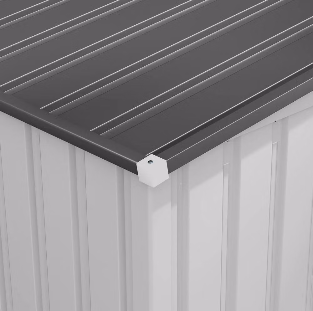 STILVORA White Galvanised Steel Pent Outdoor Storage Shed with Sliding Door and Shelving, W/D/H: 154.0 x 152.4 x 181.0 cm – 5