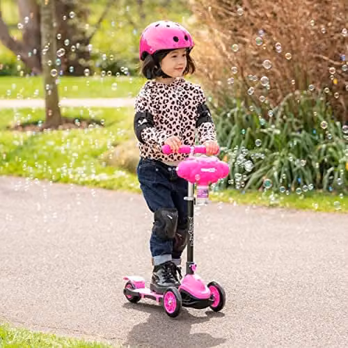 Xootz Pink Bubble Go Foldable Scooter with Height Adjustable Handle and Brake – 2