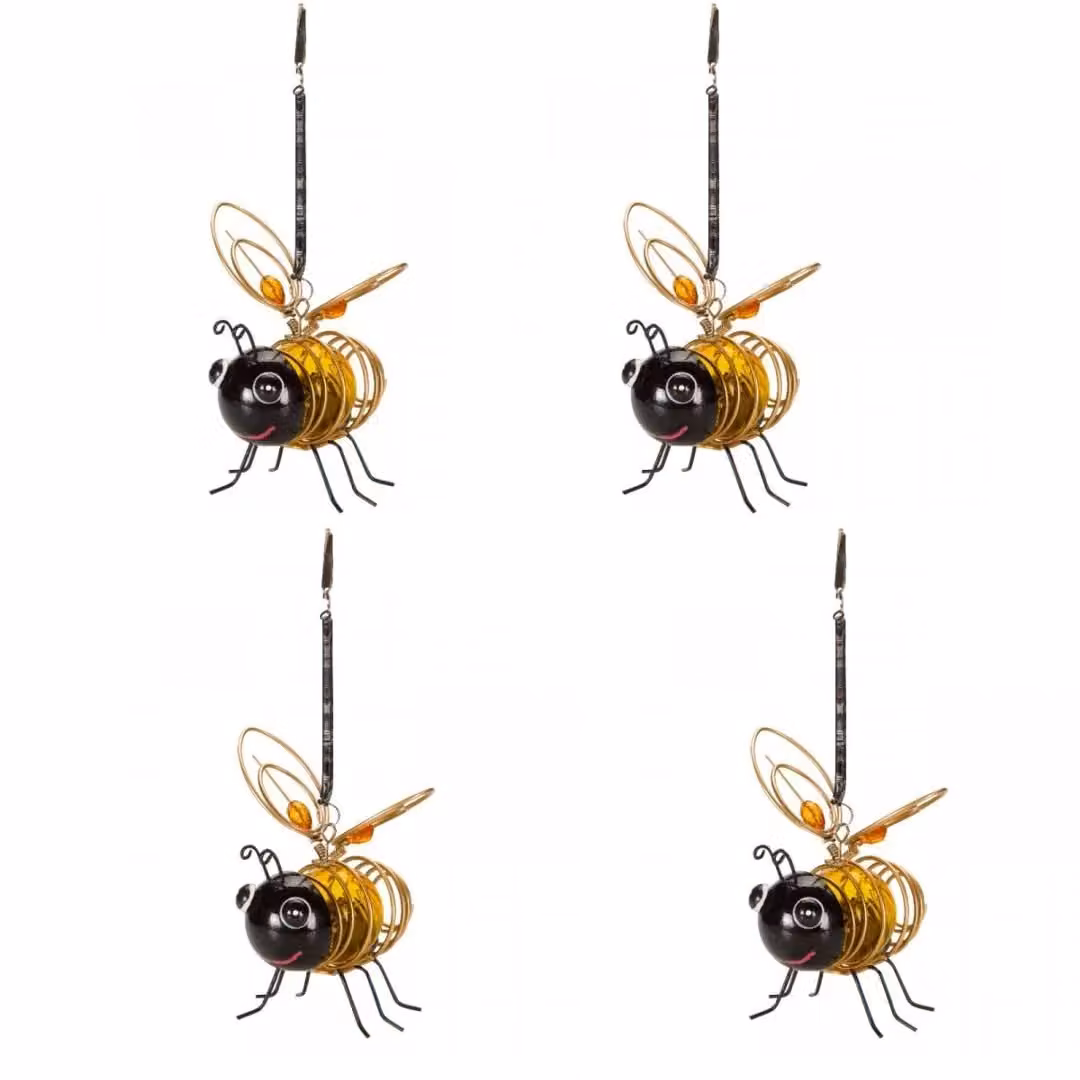 Marco Paul Pack of 4 Yellow Metal Bee Solar Powered LED Garden Ornaments with Dusk Sensor – 2