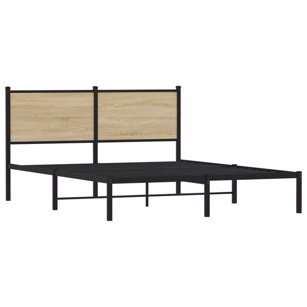 Berkfield Home Metal Bed Frame in Sonoma Oak and Brown, W: 140 cm, D: 200 cm – 3