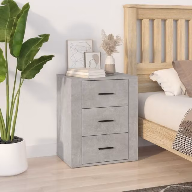 Berkfield Home Bedside Cabinet in Concrete Grey, W/D/H: 50 x 36 x 60 cm – 1
