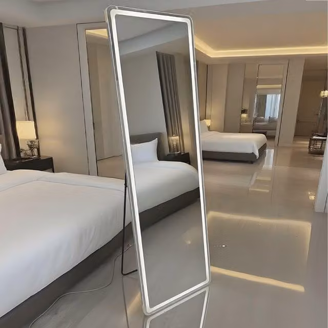 Gr8 Home Smart Full Length Dressing Mirror with LED Lights in White and Silver
