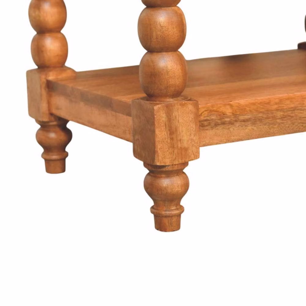 STILVORA Solid Wood Side Table with Drawer and Open Storage in Brown – 3