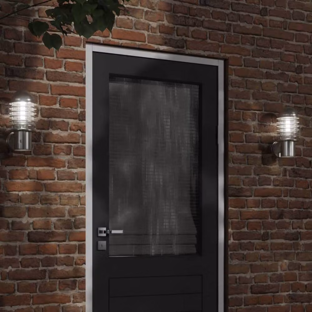 Berkfield Home Silver Stainless Steel Outdoor Wall Lights, 2 Pack – 1
