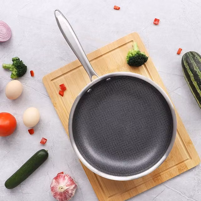 Cermalon Triply Non-Stick Frying Pan Set of 3, Silver and Grey, Stainless Steel, Aluminium and Ceramic