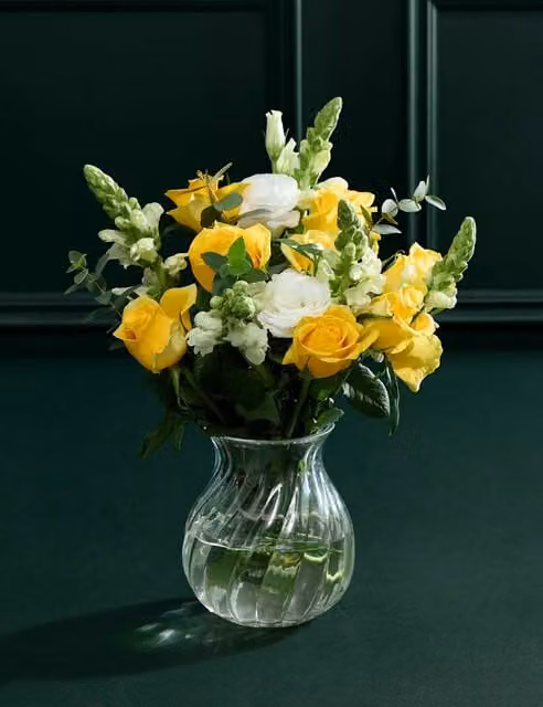M&S Something Special Flower Market Bouquet with Glass Vase in Yellow and White
