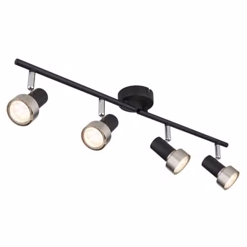 Globo Lighting Modern Adjustable Ceiling Spotlight Bar in Black and Silver with 4x GU10 Sockets