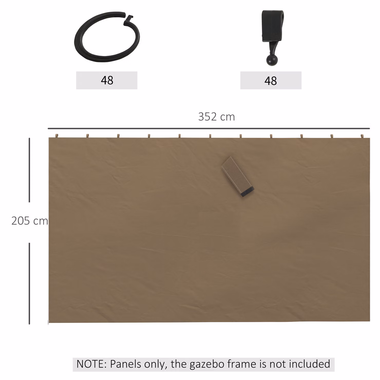 Outsunny Set of Four Polyester Gazebo Replacement Walls in Dark Brown for 3 x 4m Gazebos – 3