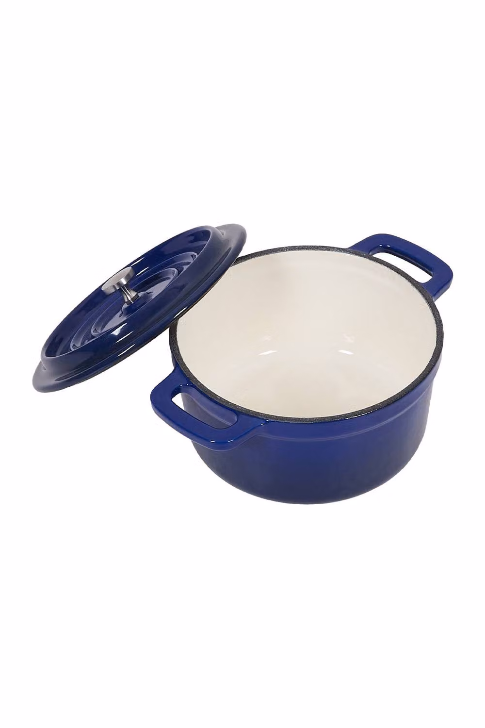 Garden Sanctuary Enamelled Cast Iron Dutch Oven Casserole Pot with Glass Lid, Blue – 3